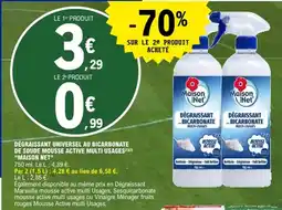 E.Leclerc MAISON NET Dégraissant universel au bicarbonate de soude mousse active multi usages offre