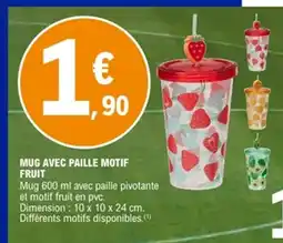 E.Leclerc Mug avec paille motif fruit offre