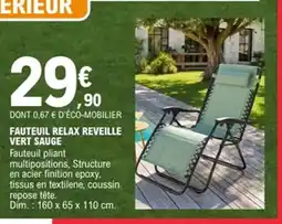 E.Leclerc Fauteuil relax reveille vert sauge offre