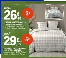 E.Leclerc Parure 3 pièces 57 fils victoire offre