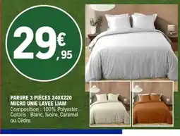 E.Leclerc Parure 3 pièces 240x220 micro unie lavee liam offre