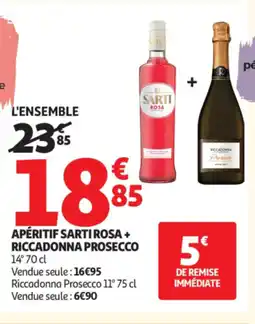 Auchan Apéritif sarti rosa+ riccadonna prosecco 14° offre