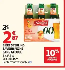 Auchan STERLING Bière saveur pêche sans alcool offre