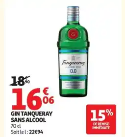 Auchan TANQUERAY Gin sans alcool offre