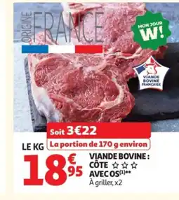Auchan Viande bovine: côte avec os offre