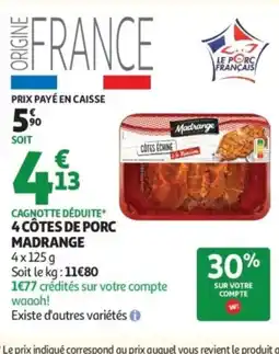 Auchan MADRANGE 4 côtes de porc offre