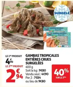 Auchan Gambas entieres tropicales entières crues surgelées offre