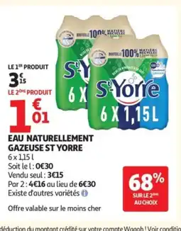 Auchan ST YORRE Eau naturellement gazeuse offre
