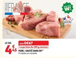 Auchan Porc: sauté sans os offre