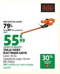Auchan BLACK +DECKER Taille-haies électrique 420 w offre