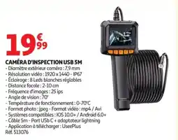 Auchan Caméra d'inspection usb 5m offre
