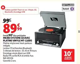Auchan Micro systeme cd avec platine vinyle mt-110ds offre