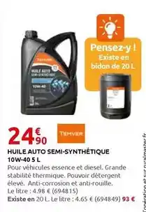 Rural Master Essence - huile auto semi-synthétique offre
