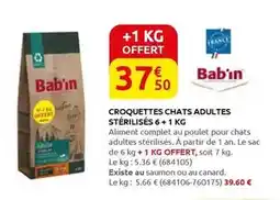 Rural Master Bab'in - croquettes chats adultes stérilisés 6 + 1 kg offre