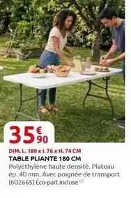Rural Master Dim - table pliante 180 cm offre