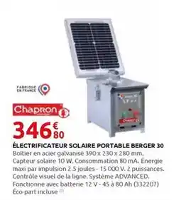 Rural Master Berger - electrificateur solaire portable 30 offre