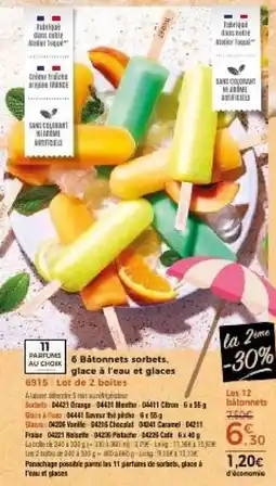 Thiriet 6 Bâtonnets sorbets.,glace à l'eau et glaces offre
