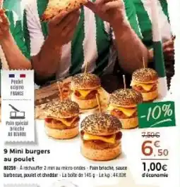 Thiriet 9 Mini burgers au poulet offre