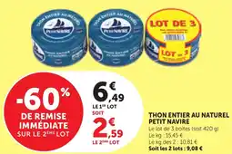 Maximarché THON ENTIER AU NATUREL PETIT NAVIRE offre