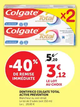 Maximarché DENTIFRICE COLGATE TOTAL ACTIVE PREVENTION offre