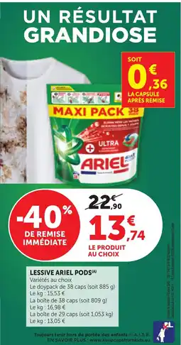 Maximarché LESSIVE ARIEL PODS offre