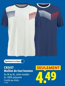 Lidl Crivit maillot de foot homme blanc offre