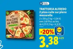 Lidl Trattoria alfredo pizza cuite sur pierre mozzarella offre
