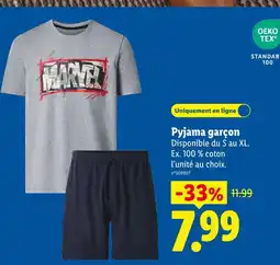 Lidl Marvel pyjama garçon offre