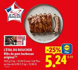Lidl L'étal du boucher ribs de porc barbecue original offre