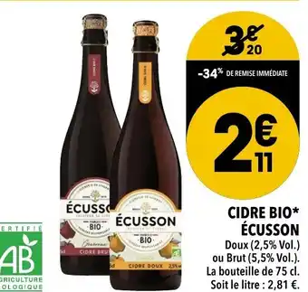 Supeco Cidre Bio offre