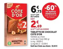Hyper U Côte d'or - tablette de chocolat offre