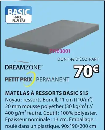 JYSK Matelas à Ressorts Basic S15 offre