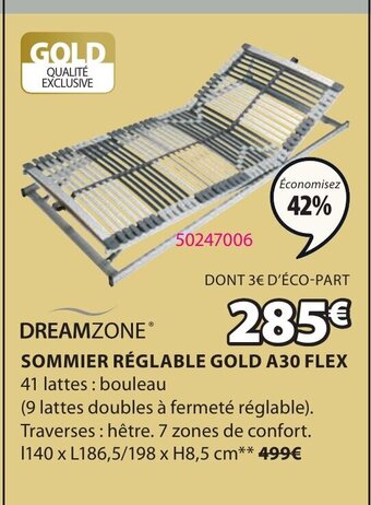 JYSK Sommier Réglable Gold A30 Flex offre