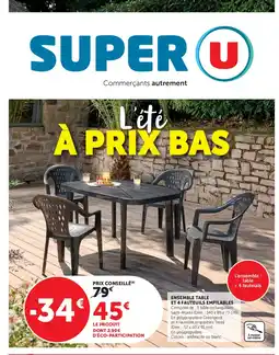 Super U Ensemble table et 4 fauteuils empilables offre