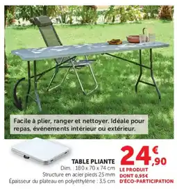 Super U Table pliante offre