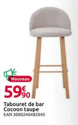 Mr Bricolage Tabouret de bar Cocoon taupe offre