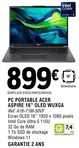 E.Leclerc Espace Culturel Pc portable acer aspire 16" oled wuxga offre