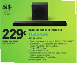E.Leclerc Hisense Barre de son bluetooth 5.3 offre