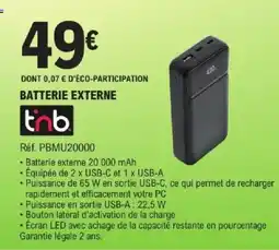 E.Leclerc Tnb Batterie externe offre