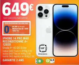 E.Leclerc Espace Culturel Iphone 14 pro max reconditionné a+ 128go offre