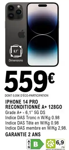 E.Leclerc Espace Culturel Iphone 14 pro reconditionné a+ 128go offre