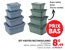 Super U Set 4 boites rectangulaires offre