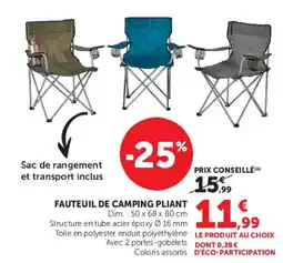 Super U Fauteuil de camping pliant offre