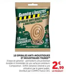 Super U 10 spirales anti-moustiques et moustiques tigres offre