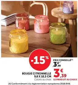 Super U Bougie citronnelle offre