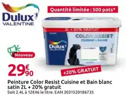Mr Bricolage Dulux Peinture Color Resist Cuisine et Bain blanc satin 2L +20% gratuit offre