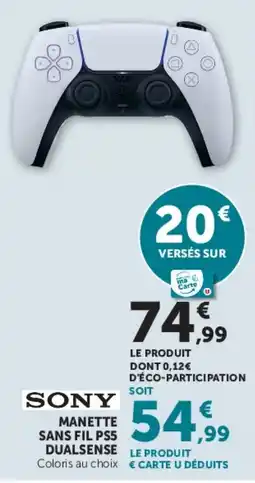 Super U Sony manette sans fil ps5 dualsense offre