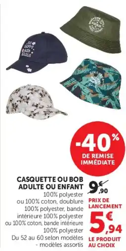 Super U Casquette ou bob adulte ou enfant offre