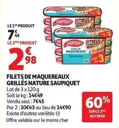Auchan Supermarché Saupiquet - filets de maquereaux grillés nature offre