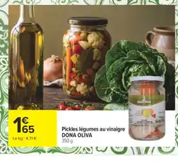 Carrefour DONA OLIVA Pickles légumes au vinaigre offre